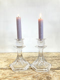 Pair of vintage glass candlesticks A