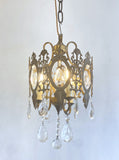 Early 1900's brass & crystal chandelier