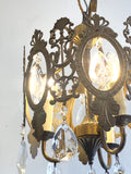 Early 1900's brass & crystal chandelier