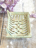 Old French enamel soap dish - Green