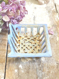 Old French enamel soap dish - Blue