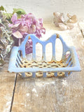 Old French enamel soap dish - Blue