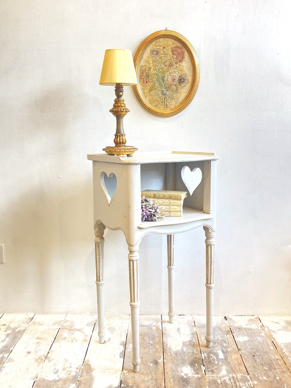 Painted antique side table with heart detail