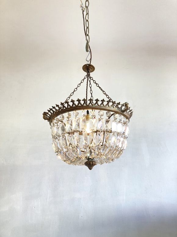 Antique crystal basket chandelier