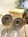 Pair of antique brass spiral candlesticks