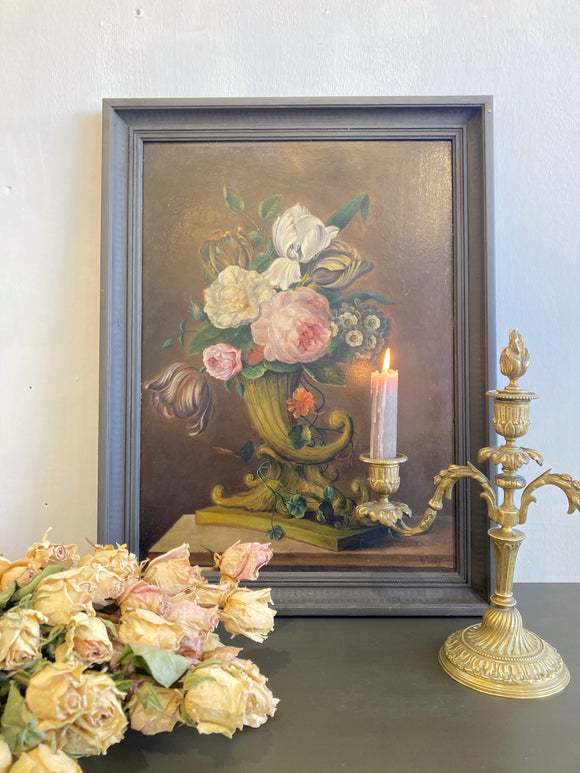 Victorian floral oil on board