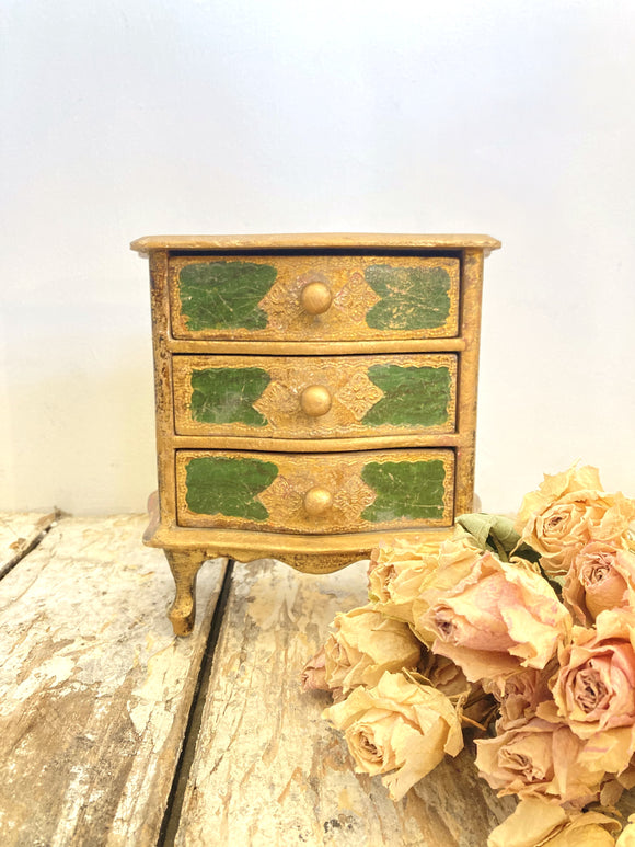 Vintage Florentine tabletop drawers - green