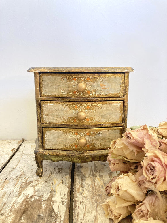 Vintage Florentine tabletop drawers - white