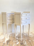 Pair of painted French 3 drawer bedsides