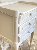 Pair of painted French 3 drawer bedsides