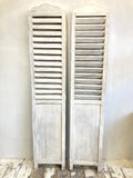 Pair of rustic white three-fold screens