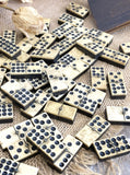 Victorian bone Double 9 miniature travel dominoes