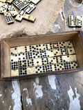 Victorian bone Double 9 miniature travel dominoes