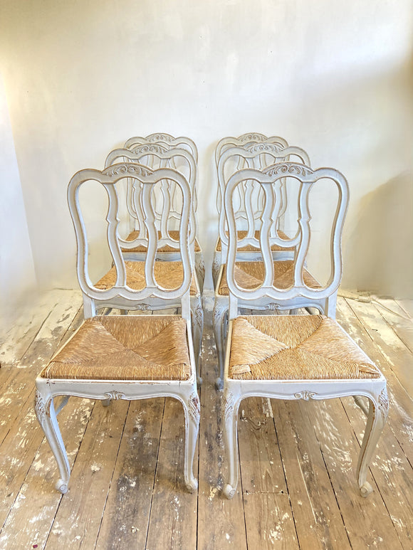 Set of 6 painted antique dining chairs