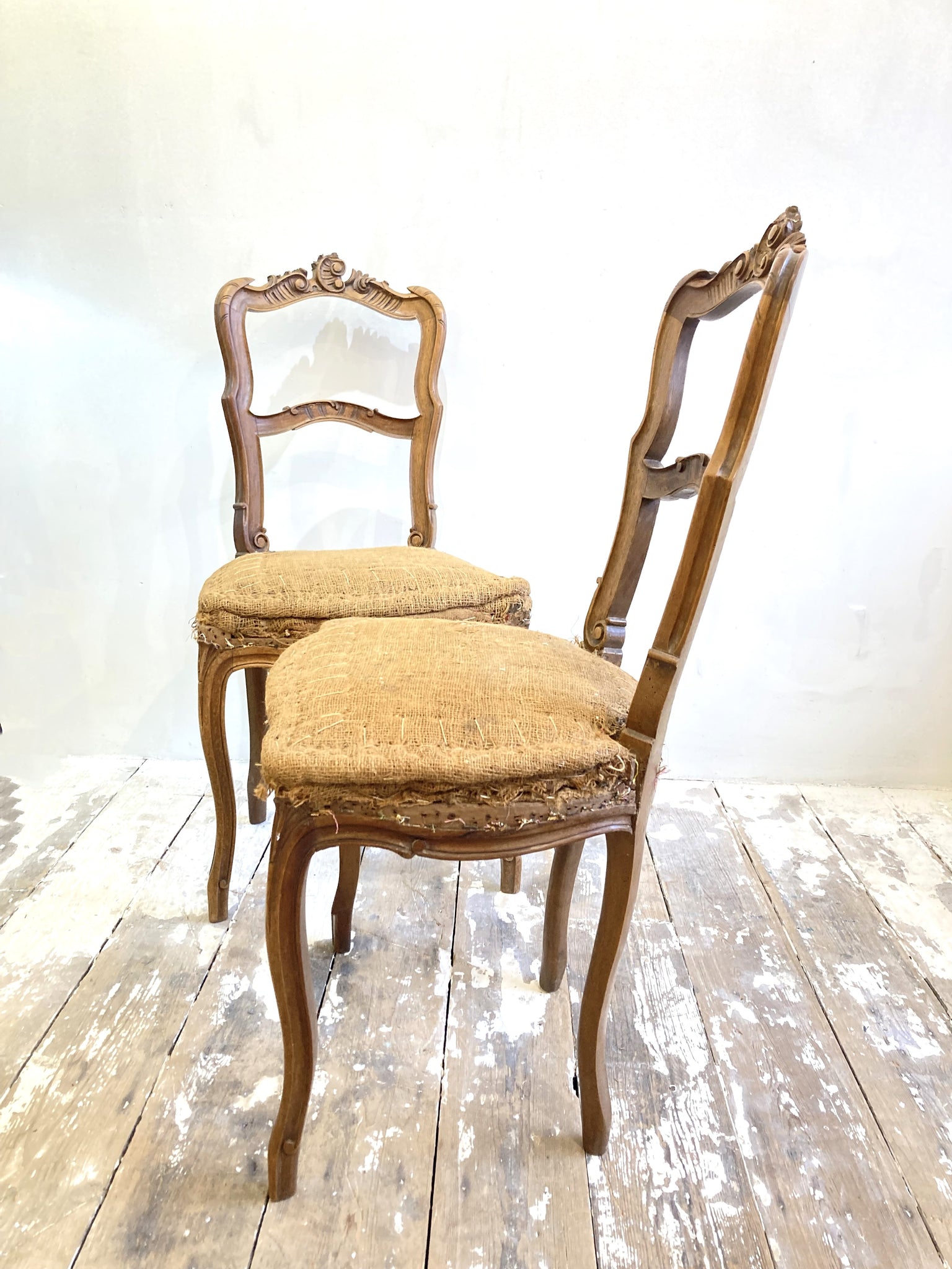 Pair of antique French oak chairs Belle Epoque