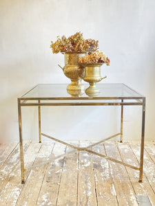 1970's dining table with smoked glass top